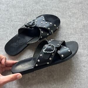 Ancient Greek Sandals Pella Rivets sandal in black leather
